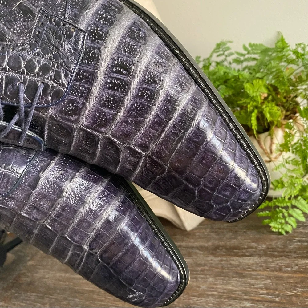 BOUCHON Mens Crocodile Oxford Lace Up Dress Shoe Genuine Crocodile 14 2E